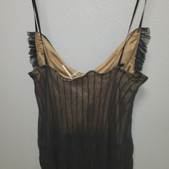 Vtg Max Studio Special Edition Whimsigoth Black Mesh Overlay Nude Dress Sz M - Picture 7 of 10